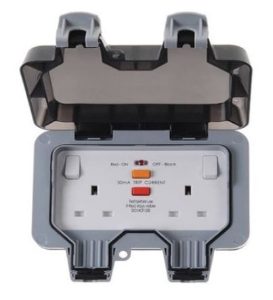 2 Gang RCD switched socket IP66 latching