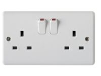 2 gang socket 13A switched - White