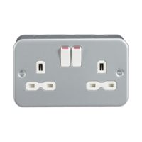Metal Clad Double Switched Socket 13A DP c/w 2 Earth Terminal