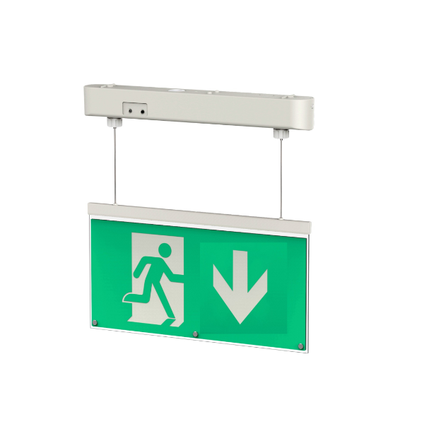 DELTIKLED - Hanging Emergency Sign LED - White - arrow down